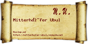 Mitterhöfer Ubul névjegykártya